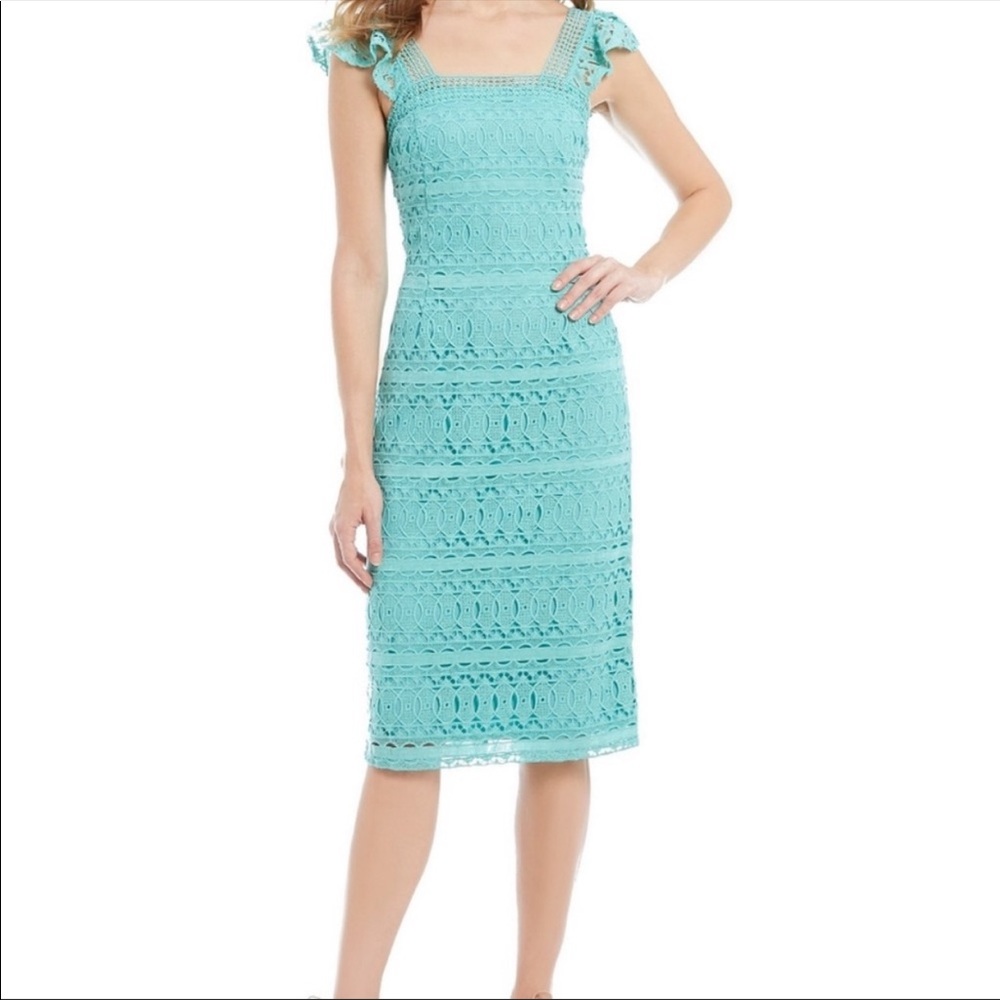 Antonio Melani NWT Size 0 Cameron Sleeveless Lace Sheath Dress Aqua $199